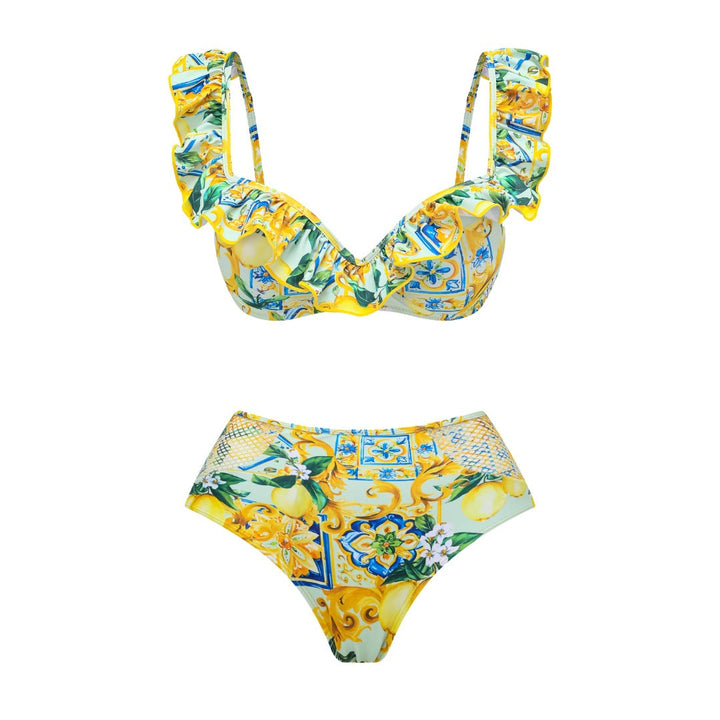 Damen Bikiniset mit elegantem Rüschendesign und maxi Rock Drune