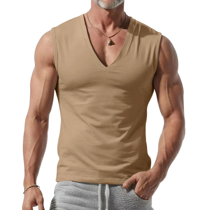 Herren nan figurbetontes ärmelloses V-Ausschnitt Muskelshirt Drune