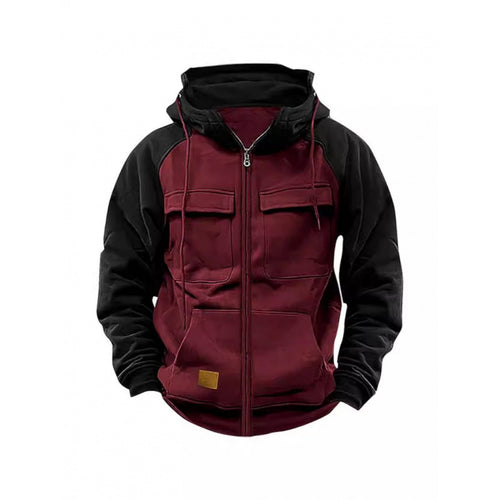 Herren Kapuzenjacke mit Cargo-Taschen und durchgehendem Reißverschluss Drune