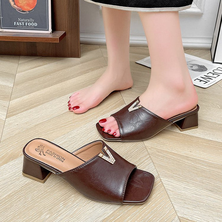 Damen elegante Pantoletten mit Schmuckdetails Drune