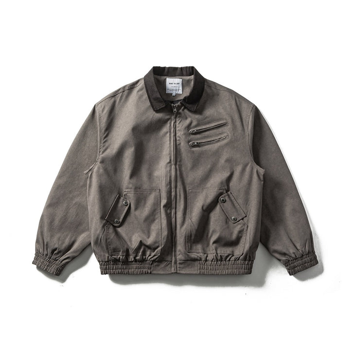 Herren Boxy-Canvas-Blousonjacke im Utility-Look mit Cordkragen und Zip-Brusttaschen Drune