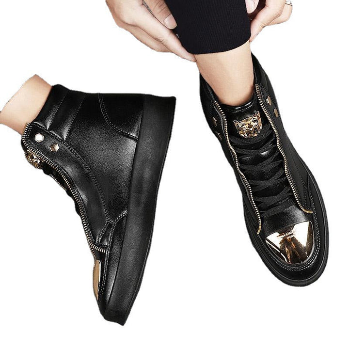 Damen High-Top Sneakers mit goldenen Details und Reißverschluss von Drune