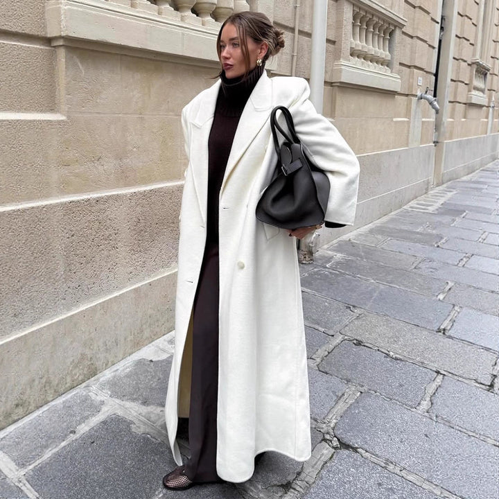 Damen Maxilanger doppelreihiger Wollmix-Mantel mit Oversize-Schnitt und Reverskragen Drune