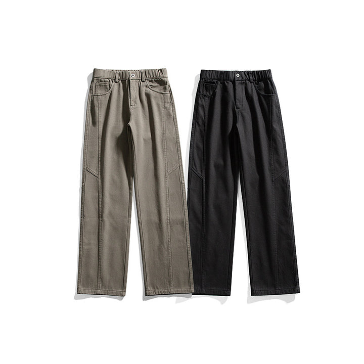 Herren Gerade geschnittene Utility-Hose mit elastischem Bund und markanten Ziernähten Drune