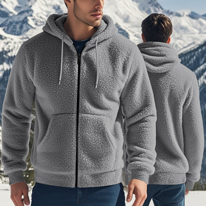 Herren kuschelige Fleecejacke mit hohem Kragen und Reißverschluss Drune
