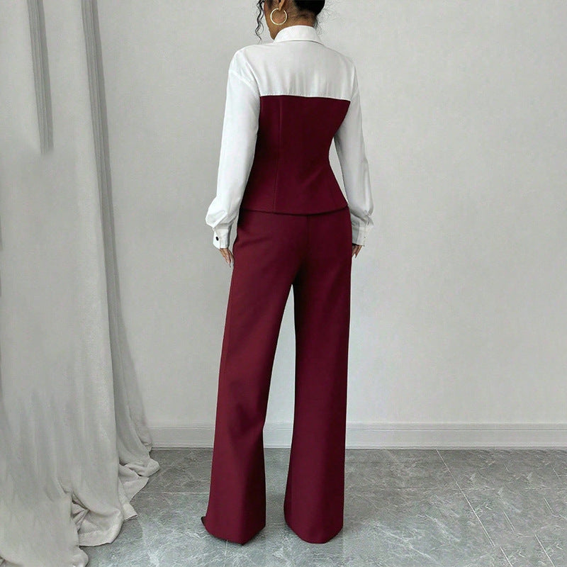 Damen Eleganter Blazer mit hochgeschnittenem Hosenanzug Drune