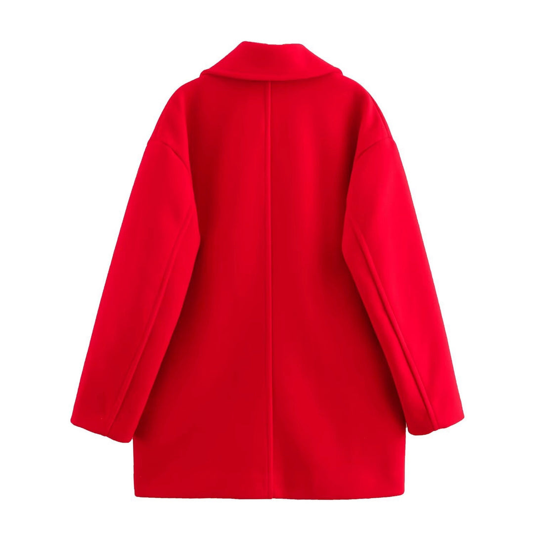 Damen Kurzmantel im Peacoat-Stil mit Doppelreiher und aufgesetzten Pattentaschen Drune