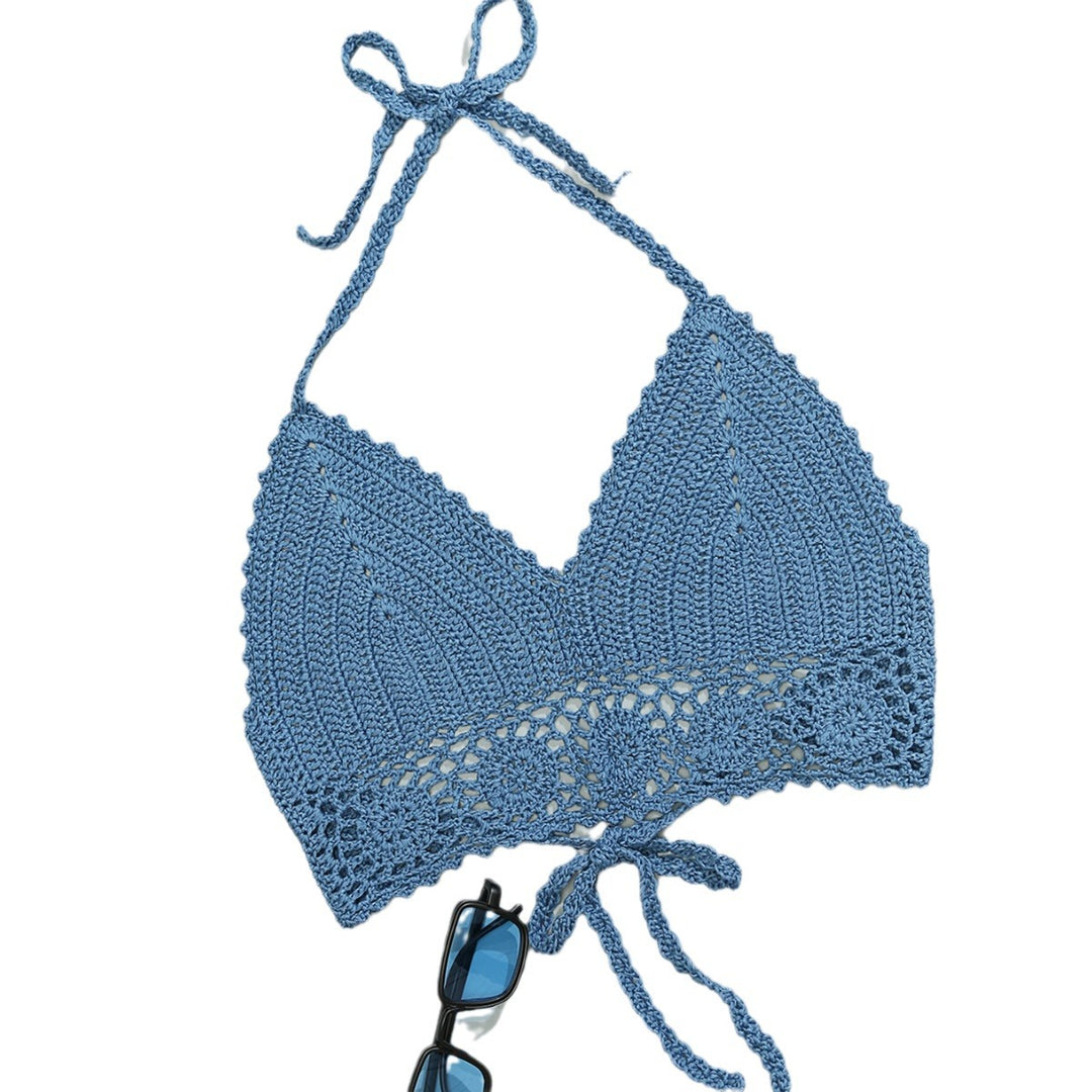 Damen Häkel-Bikinioberteil mit verstellbaren Trägern und Spitzenakzenten Drune