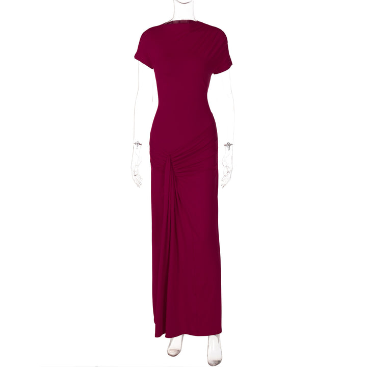 Damen Elegantes Maxikleid mit Drapierung und asymmetrischem Saum Drune