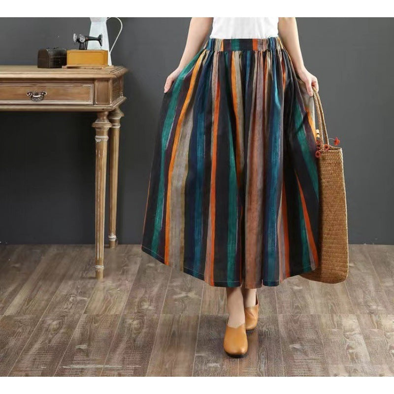 Damen Maxi-Rock mit buntem gestreiften Muster Drune