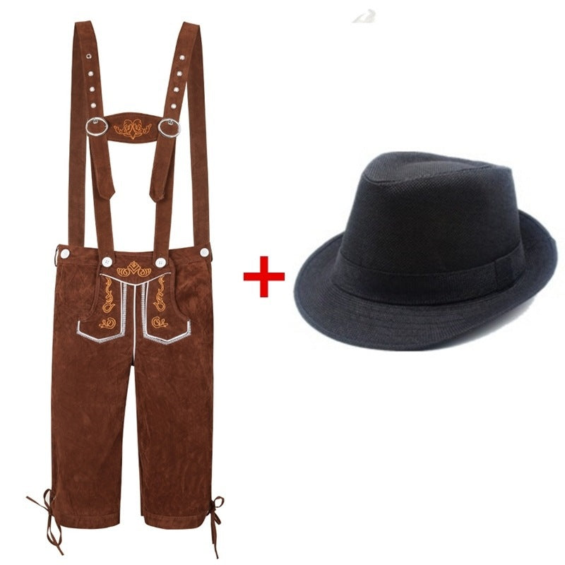 Herren nan kurze Trachtenlederhose mit verstellbaren Trägern und traditionellen Stickereien Drune
