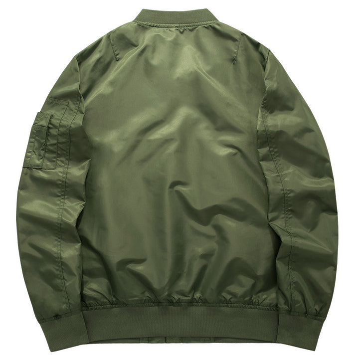 Herren Moderne Nylon-Bomberjacke mit kontrastierendem Innenfutter, Ärmel-Reißverschlusstasche und Rippbündchen Drune
