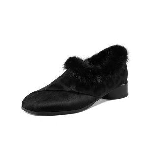 Damen Elegante Mokassins mit Fellbesatz Drune
