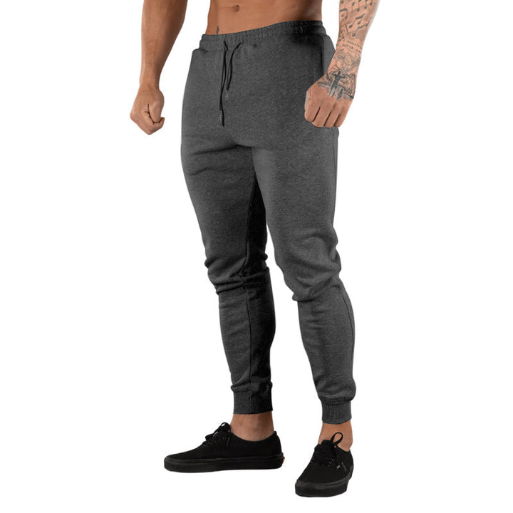 Herren nan schmal geschnittene Fleece-Freizeithose mit Tunnelzug, Eingrifftaschen und Rippbündchen Drune