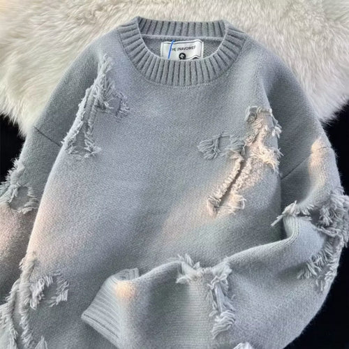 Damen Lässiger Oversized-Pullover mit verwaschenem Design Drune