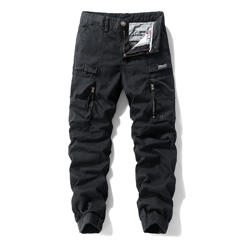 Herren Strapazierfähige Canvas-Cargohose im taktischen Look mit Kniepaneelen, Mehrfachtaschen und elastischem Knöchelabschluss Drune