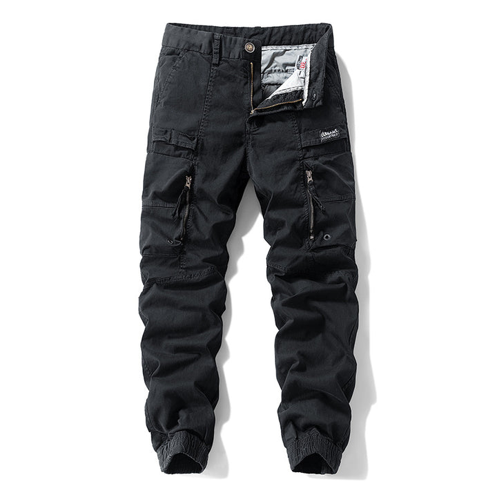 Herren Strapazierfähige Canvas-Cargohose im taktischen Look mit Kniepaneelen, Mehrfachtaschen und elastischem Knöchelabschluss Drune
