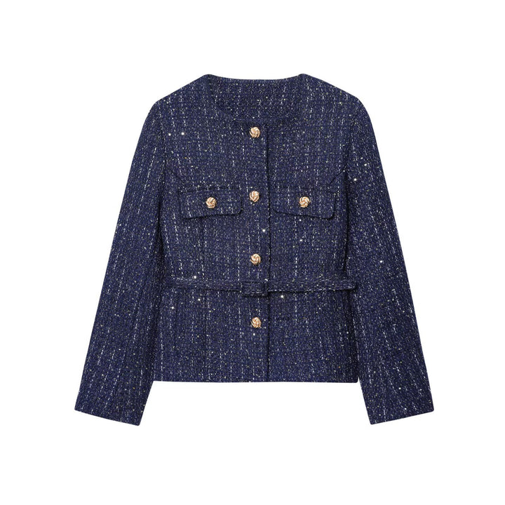 Damen Modische Kurzjacke mit goldenen Knöpfen
