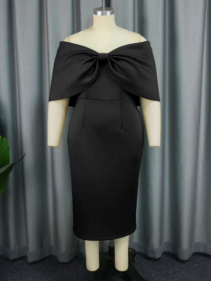 Damen figurbetontes Abendkleid mit abnehmbarem Tüllüberwurf und Schleifen-Detail Drune