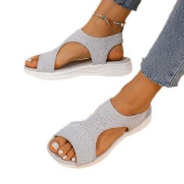 Damen Ergonomische Freizeit-Sandalen mit Elastischem Obermaterial und Gepolstertem Fußbett Drune