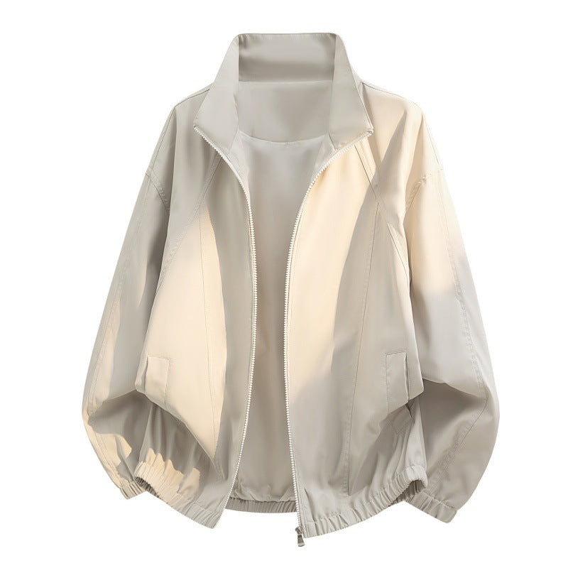 Herren oversized Leichtblouson mit Stehkragen, elastischem Saum und dekorativen Kontrastnähten Drune