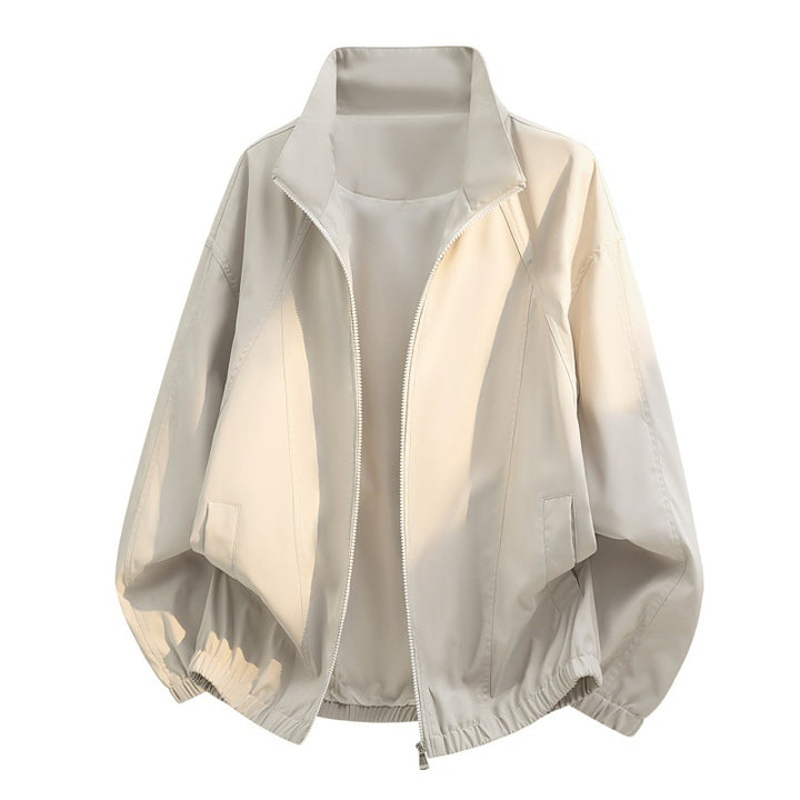 Herren oversized Leichtblouson mit Stehkragen, elastischem Saum und dekorativen Kontrastnähten Drune