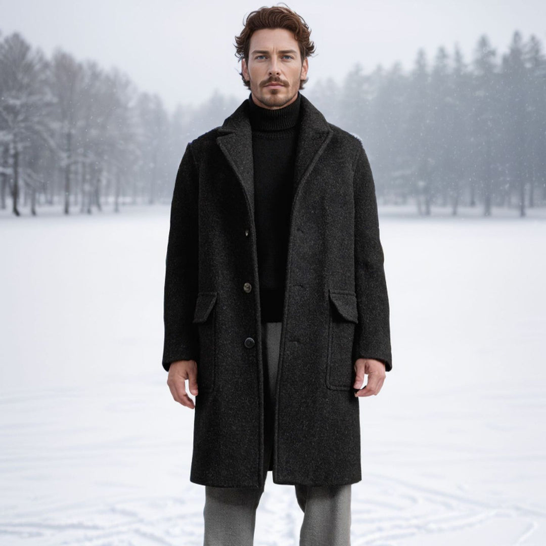 Herren eleganter und wärmer Wintermantel mit doppelter Knopfleiste und praktischen Taschen Drune