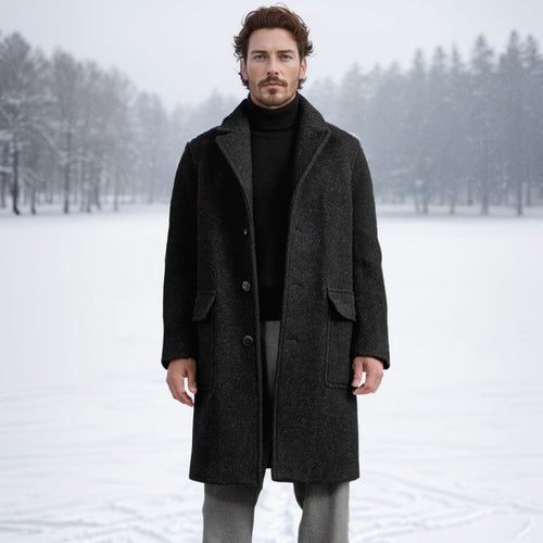 Herren eleganter und wärmer Wintermantel mit doppelter Knopfleiste und praktischen Taschen Drune