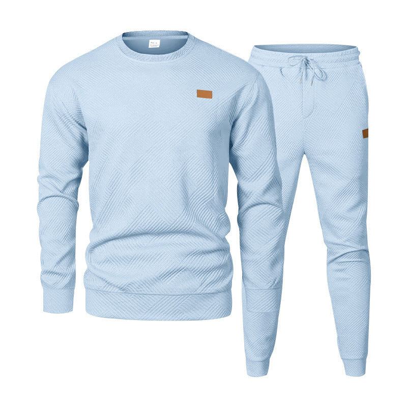 Herren Feinstrukturiertes Lounge-Set mit Rundhals-Pullover & schmaler Jogginghose Drune