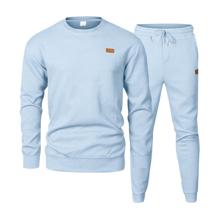 Herren Feinstrukturiertes Lounge-Set mit Rundhals-Pullover & schmaler Jogginghose Drune