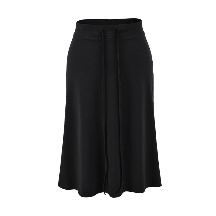 Damen Jersey-Midirock mit hohem Bund, Tunnelzug und A-Linien-Schnitt Drune