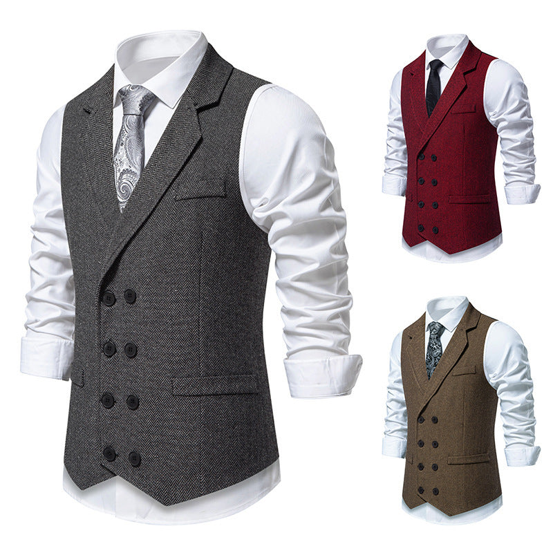 Herren elegante Weste im klassischen Fischgrätmuster Drune 1758204622