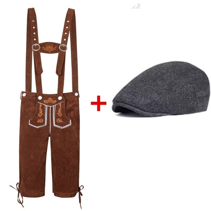 Herren nan kurze Trachtenlederhose mit verstellbaren Trägern und traditionellen Stickereien Drune