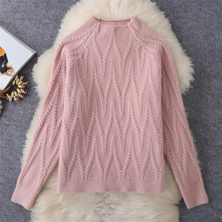 Damen gemütliches Strickensemble mit raffiniertem Zopfmuster Drune