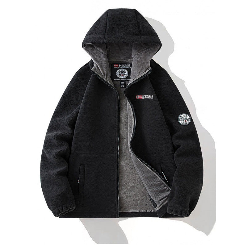 Herren Fleecejacke mit Kapuze Drune
