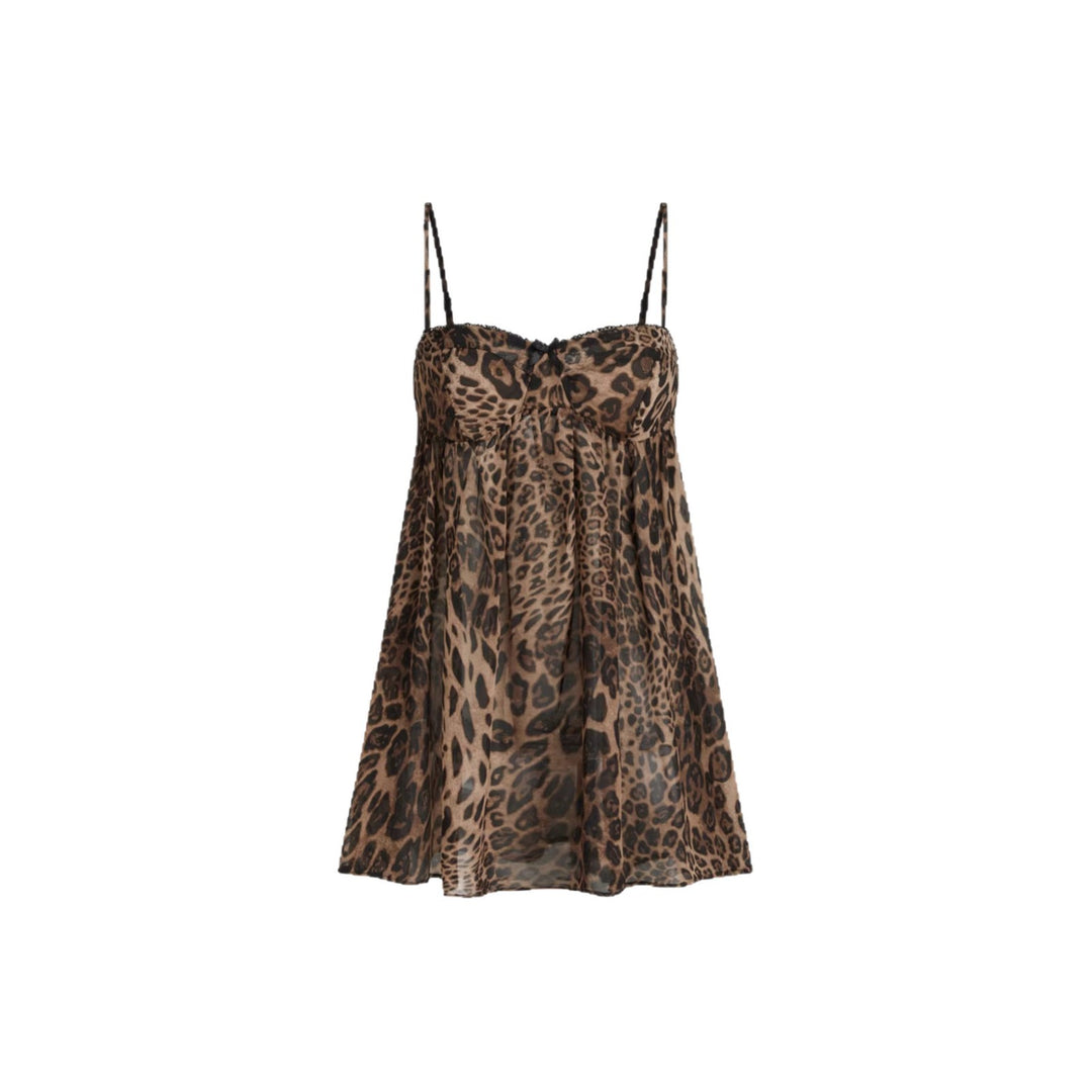 Damen Verspielt transparentes Spaghettiträgershirt mit Leopardenmuster Drune