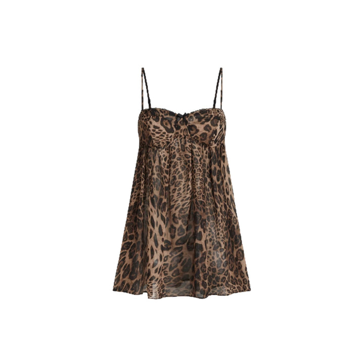 Damen Verspielt transparentes Spaghettiträgershirt mit Leopardenmuster Drune