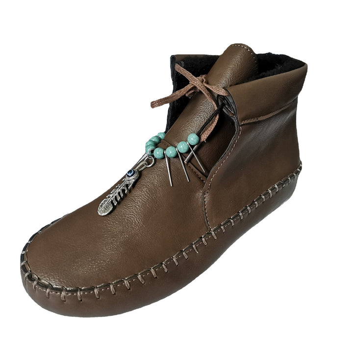 Damen Mokassins mit einzigartiger Federapplikation und weichem Innenfutter Drune