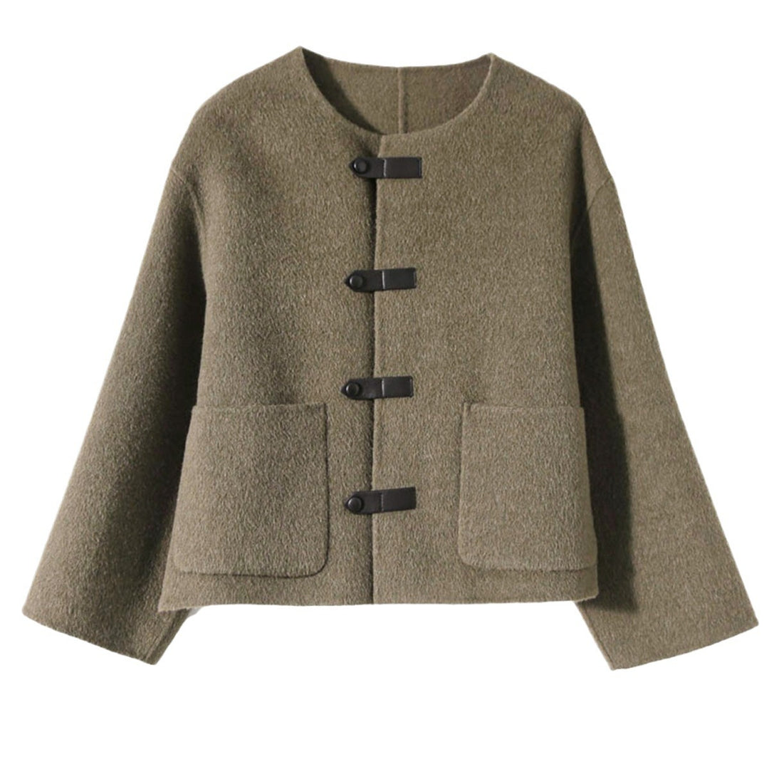 Damen Elegante Wolljacke mit Knöpfen Drune