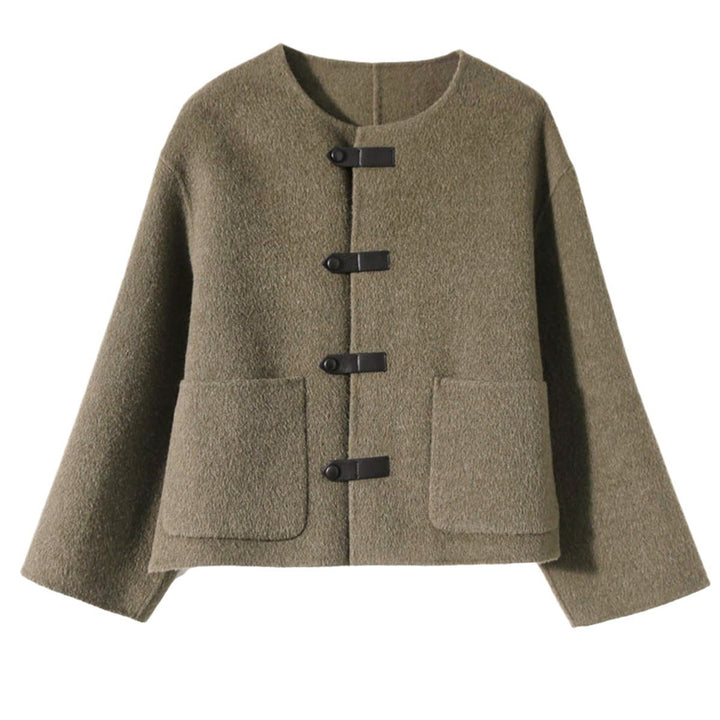 Damen Elegante Wolljacke mit Knöpfen Drune