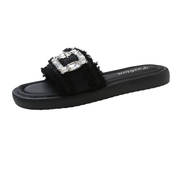 Damen elegante Mules mit glamourösem Strassakzent Drune