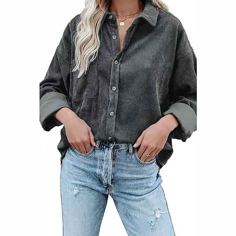 Damen Cord-Hemd im lässigen Oversized-Schnitt Drune