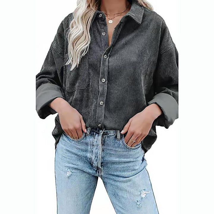 Damen Cord-Hemd im lässigen Oversized-Schnitt Drune