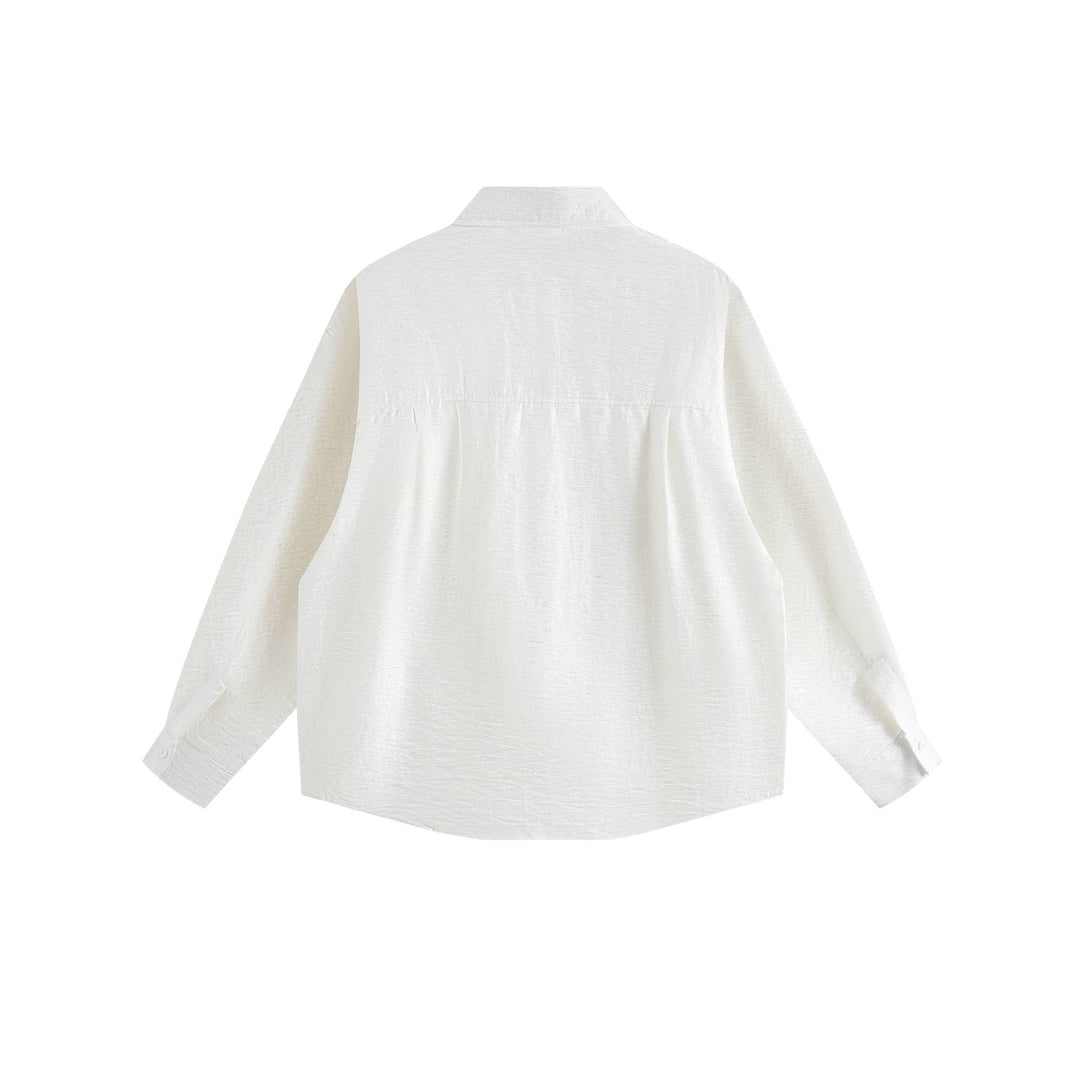 Damen Oversize-Hemdbluse aus strukturierter Baumwollmischung mit Kellerfalten Drune