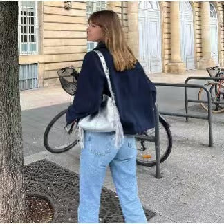 Damen Modische Kurzjacke im lässigen Schnitt mit doppelter Knopfleiste Drune