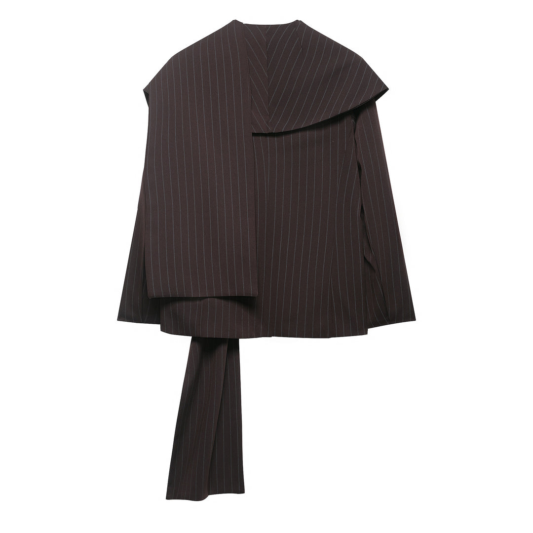 Damen Blazer mit übergroßem Schalkragen und langer Bindeschleife Drune