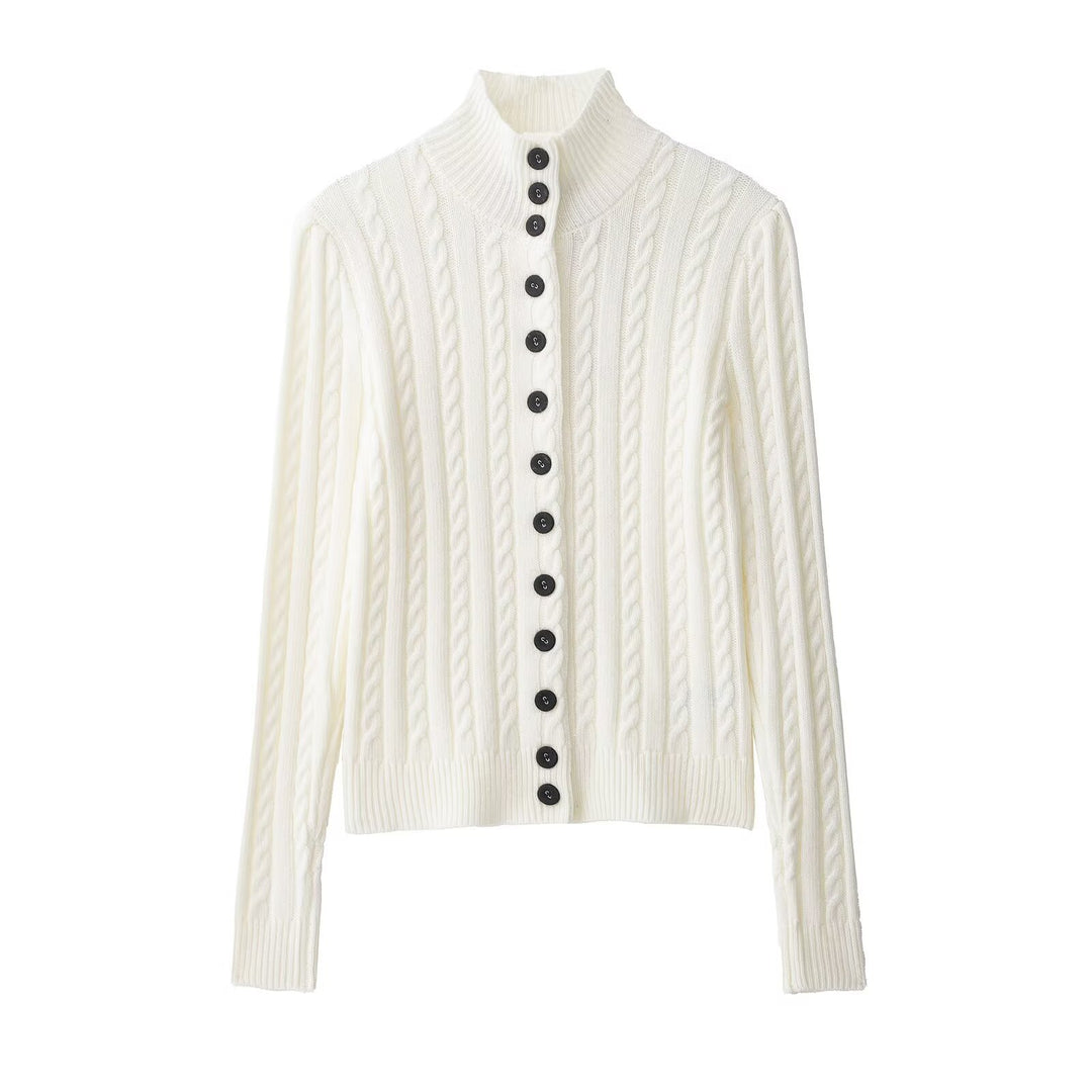 Damen Feinstrick-Cardigan mit gehäkeltem Peter-Pan-Kragen Drune