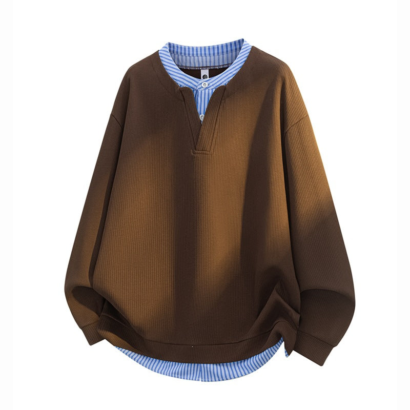 Herren Oversize-Struktur-Sweatshirt mit Hemd-Layer-Effekt Drune