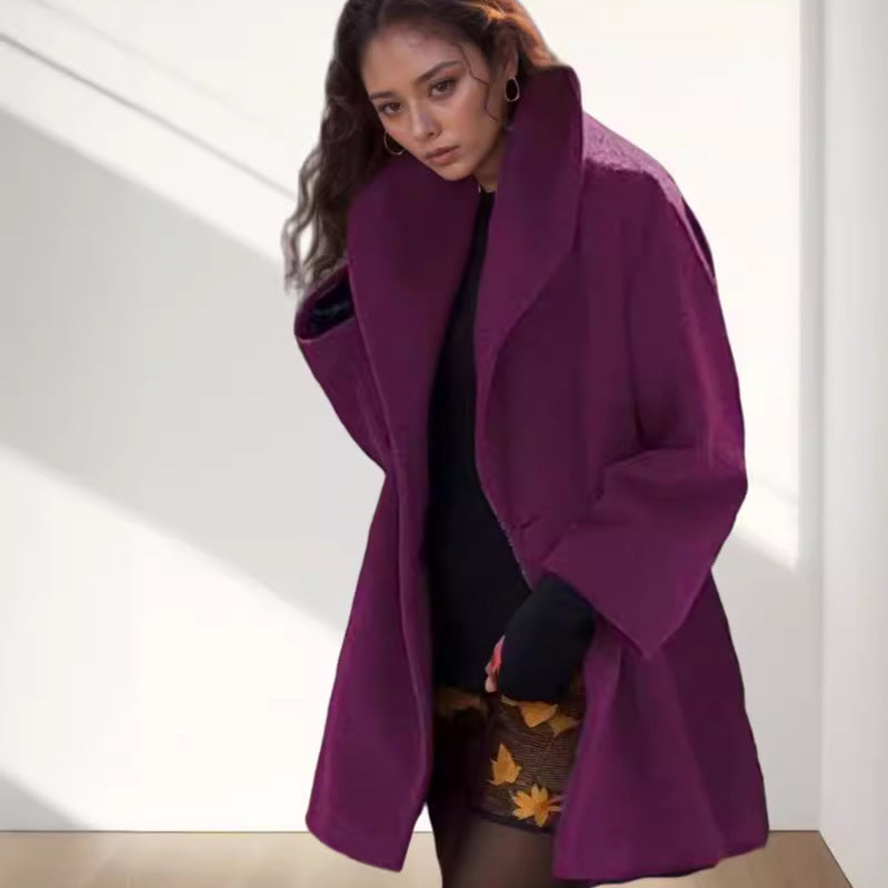 Damen Kapuzen-Teddycoat im Oversize‑A‑Linienschnitt mit überschnittenen Schultern Drune