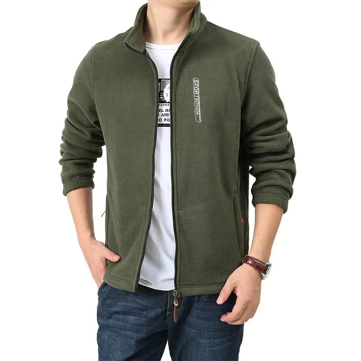 Herren Fleecejacke mit durchgehendem Reißverschluss, Stehkragen und Eingrifftaschen Drune